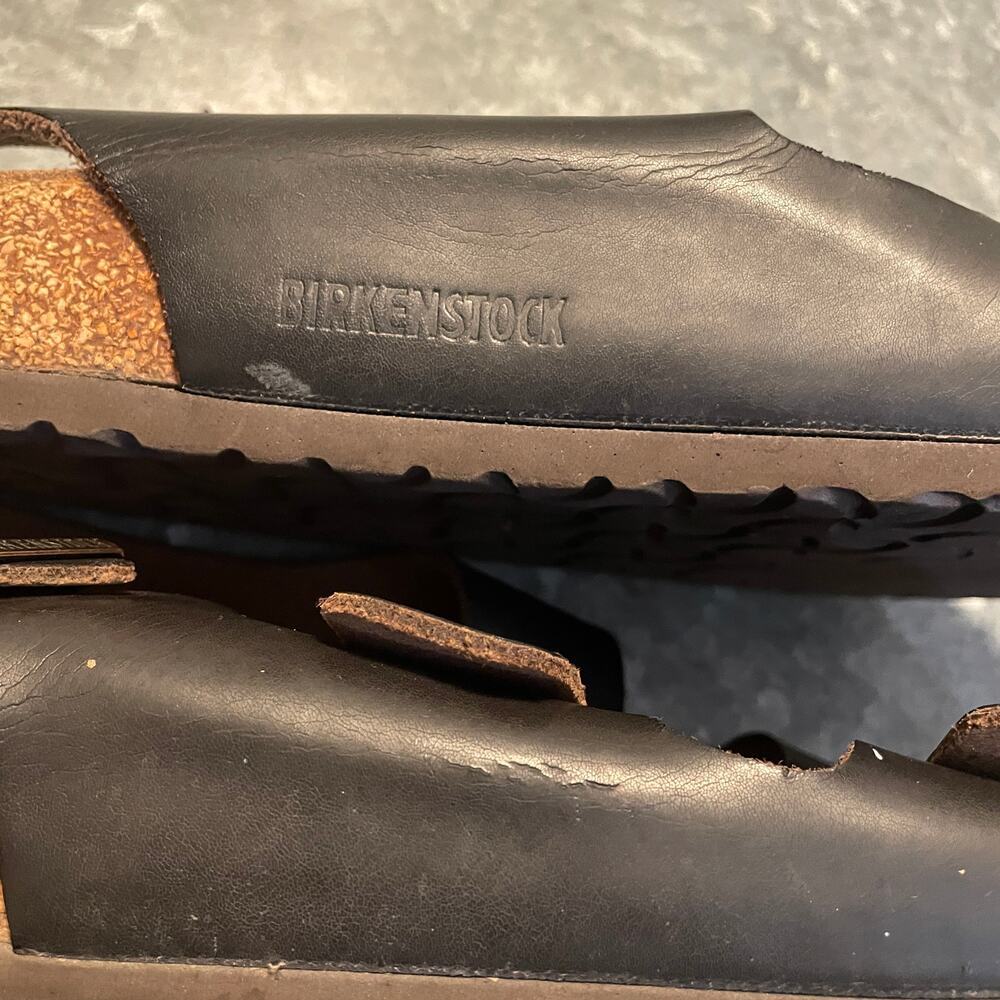 Birkenstock Milano Oiled Leather Sandals Mens 44 US 11 11.5 Black Dark Brown - Picture 7 of 12